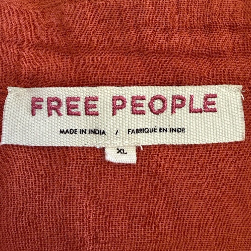 Free People Lyra Tiered Bed Jacket Gauzey Rust Orange Boho Oversized XL - Picture 8 of 14